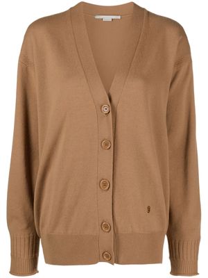 Stella McCartney Iconic logo-appliqué virgin-wool cardigan - Brown