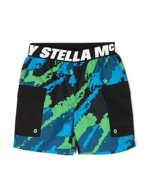 Stella McCartney Kids abstract-print swim shorts - Black
