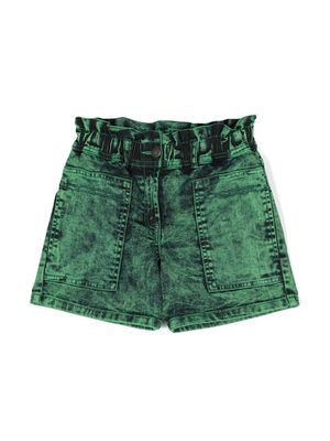 Stella McCartney Kids acid-wash denim shorts - Green