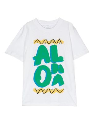 Stella McCartney Kids Aloha Lettering cotton T-shirt - White