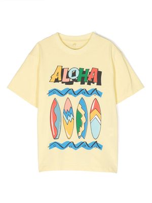 Stella McCartney Kids Aloha-print cotton T-shirt - Yellow