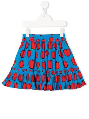 Stella McCartney Kids apple-motif ruffle-trim skirt - Blue