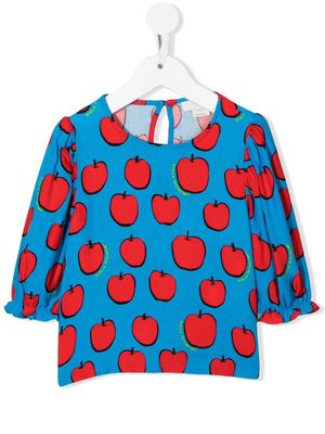 Stella McCartney Kids apple-motif two-tone blouse - Blue