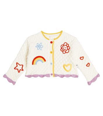 Stella McCartney Kids Baby embroidered cable-knit cotton cardigan