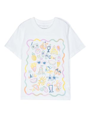 Stella McCartney Kids beach-print cotton T-shirt - White
