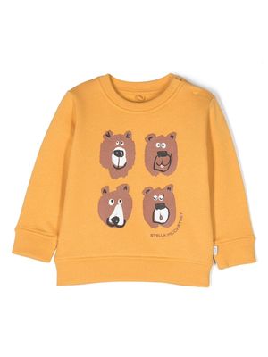 Stella McCartney Kids bear-print cotton sweatshirt - Yellow