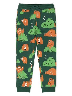 Stella McCartney Kids bear-print cotton trousers - Green