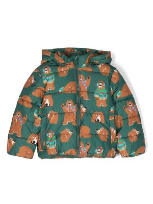 Stella McCartney Kids bear-print puffer jacket - Green
