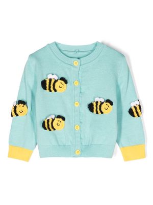 Stella McCartney Kids Bee crochet-detailed cotton cardigan - Blue