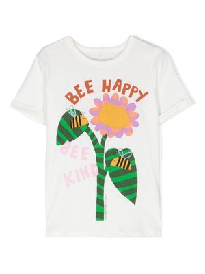 Stella McCartney Kids Bee Happy-print cotton T-shirt - White