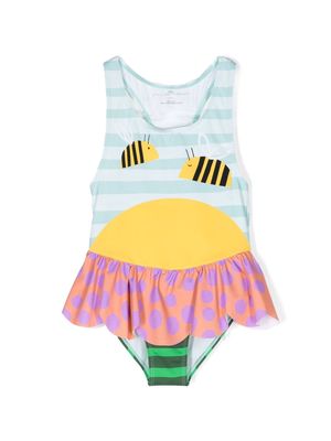 Stella McCartney Kids bumblebee-print swimsuit - Green