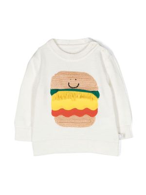 Stella McCartney Kids Burger intarsia-knit jumper - White