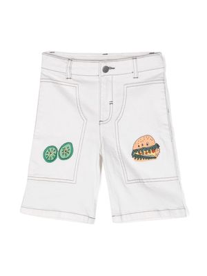 Stella McCartney Kids Burger Monster denim shorts - White