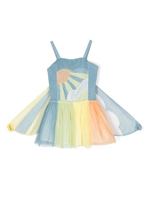 Stella McCartney Kids cape-design cotton dress - Blue