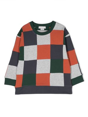 Stella McCartney Kids check-pattern cotton sweatshirt - Orange