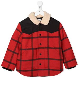 Stella McCartney Kids check-pattern shearling-collar shirt jacket - Black