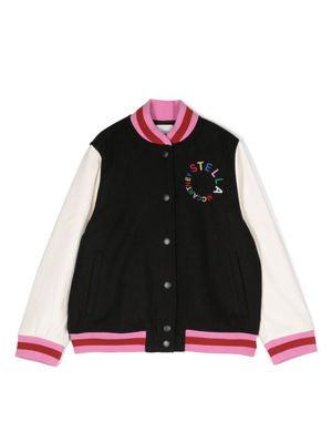 Stella McCartney Kids Circular Logo-embroidered bomber jacket - Black