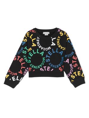 Stella McCartney Kids Circular Logo-print cotton sweatshirt - Black