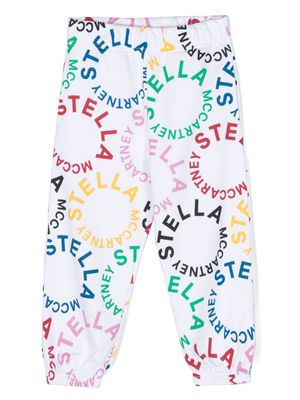 Stella McCartney Kids circular logo-print cotton track pants - White