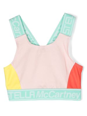 Stella McCartney Kids colorblock logo-detail top - Pink