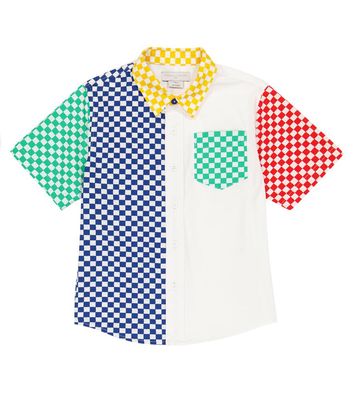Stella McCartney Kids Colorblocked checked cotton shirt