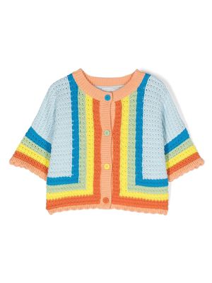 Stella McCartney Kids colour-block crochet-knit cardigan - Orange