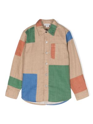 Stella McCartney Kids colour-block panelled cotton shirt - Neutrals