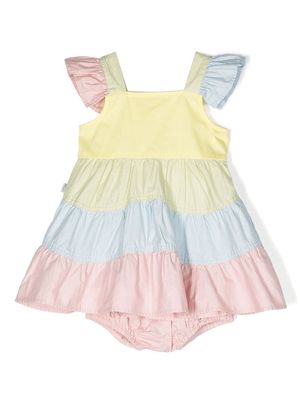 Stella McCartney Kids colour-block sleeveless tiered dress - Yellow