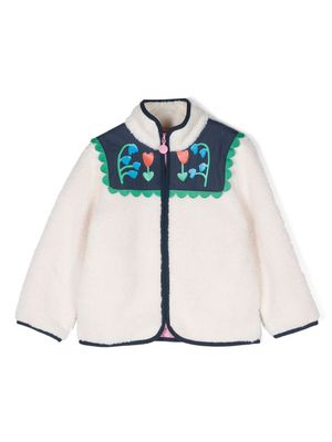 Stella McCartney Kids contrast-trim fleece jacket - White