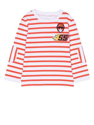 Stella McCartney Kids cotton striped patch-detail T-shirt - Red