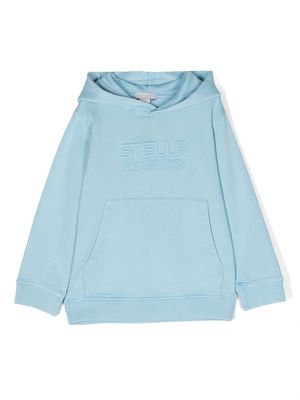 Stella McCartney Kids embossed-logo organic-cotton hoodie - Blue