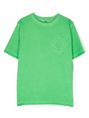 Stella McCartney Kids embossed-logo slub-texture T-shirt - Green