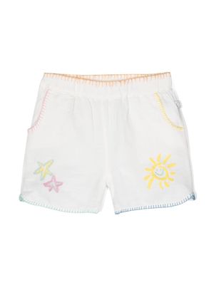 Stella McCartney Kids embroidered chambray shorts - White