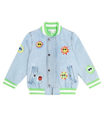 Stella McCartney Kids Embroidered denim varsity jacket