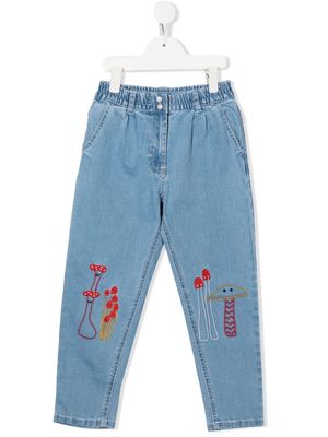 Stella McCartney Kids embroidered-detail tapered jeans - Blue