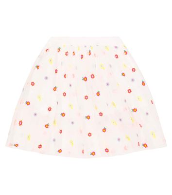 Stella McCartney Kids Embroidered floral tulle skirt