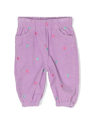 Stella McCartney Kids embroidered-hearts corduroy trousers - Purple