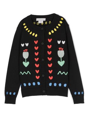 Stella McCartney Kids embroidered knitted cardigan - Black