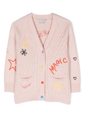 Stella McCartney Kids embroidered-motif knitted cardigan - Pink