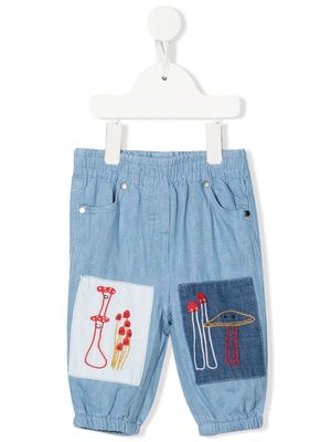 Stella McCartney Kids embroidered motif pull-on jeans - Blue