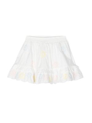 Stella McCartney Kids embroidered ruffle skirt - White