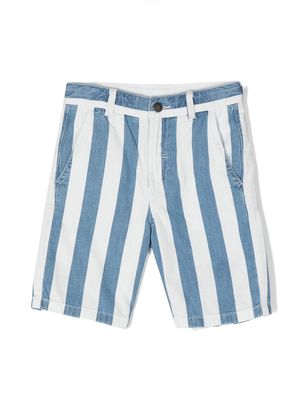 Stella McCartney Kids embroidered striped cotton shorts - Blue