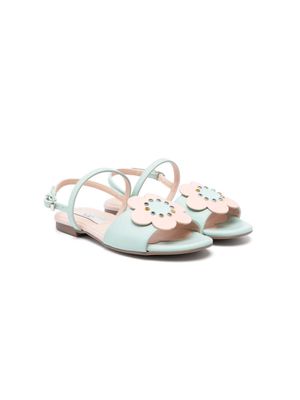 Stella McCartney Kids floral-appliqué faux-leather sandals - Green