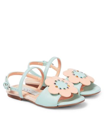 Stella McCartney Kids Floral-appliqué faux leather sandals