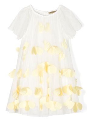 Stella McCartney Kids floral-appliqué tulle-overlay dress - White
