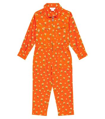 Stella McCartney Kids Floral cotton corduroy jumpsuit