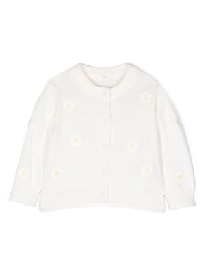 Stella McCartney Kids floral-embroidered button-front cardigan - White