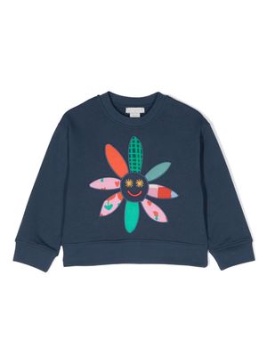 Stella McCartney Kids floral-embroidered cotton sweatshirt - Blue