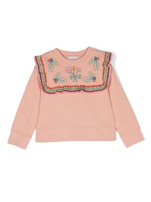 Stella McCartney Kids floral-embroidered cotton sweatshirt - Pink