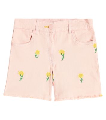 Stella McCartney Kids Floral embroidered denim shorts